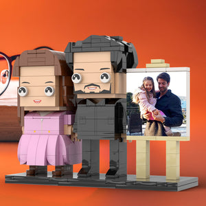 Full Body Customizable 2 People Dad Holding His Daughter In His Arm Photo Frame Personalized Custom Brick Figures Small Particle Block Toy Personalized For Father's Day - MadeMineAU