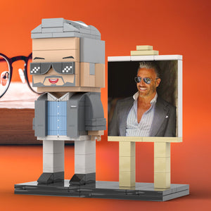 Full Body Customizable 1 Person Cool Daddy In Grey Suit With Sunglasses Custom Brick with Frame Figures Small Particle Block Toy Brick Me Figures For Father's Day - MadeMineAU