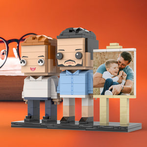 Full Body Customizable 2 People Dad Cuddle His Son Little Boy Photo Frame Personalized Custom Brick Figures Small Particle Block Toy Personalized For Father's Day - MadeMineAU