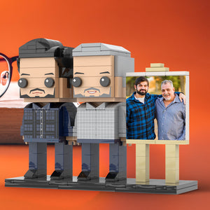 Full Body Customizable 2 People Father And Son Photo Frame Personalized Custom Brick Figures Small Particle Block Toy Personalized For Father's Day - MadeMineAU