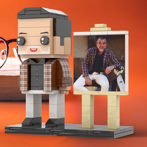 Full Body Customizable 1 Person Cool Daddy  in Classic Plaid Shirt Custom Brick with Frame Figures Small Particle Block Toy Brick Me Figures For Father's Day - MadeMineAU