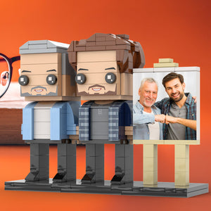 Full Body Customizable 2 People Dad And Son Fist Bump Photo Frame Personalized Custom Brick Figures Small Particle Block Toy Personalized For Father's Day - MadeMineAU