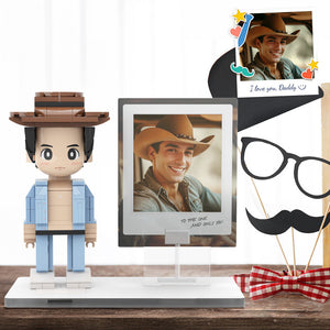 Full Body Duddu Photo Brick Figures Photo In Acrylic Models Customized For Stylish Daddy On Father's Day - MadeMineAU