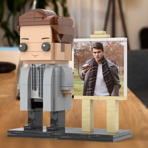 Full Body Customizable 1 Person Stylish Young Daddy With Scarf Custom Brick with Frame Figures Small Particle Block Toy Brick Me Figures For Father's Day - MadeMineAU