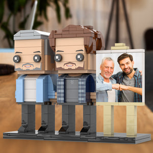 Full Body Customizable 2 People Dad And Son Fist Bump Photo Frame Personalized Custom Brick Figures Small Particle Block Toy Personalized For Father's Day - MadeMineAU