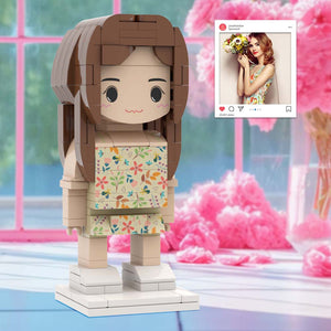 #OOTD Girl's Flower Shirt Full Body Customizable 1 Person Custom BrickHeads Upgraded Version Small Particle Block Toy - MadeMineAU