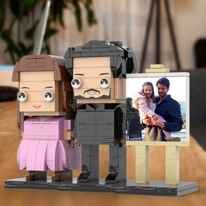 Full Body Customizable 2 People Dad Holding His Daughter In His Arm Photo Frame Personalized Custom Brick Figures Small Particle Block Toy Personalized For Father's Day - MadeMineAU