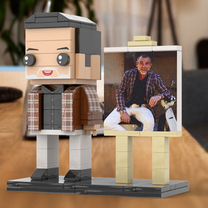 Full Body Customizable 1 Person Cool Daddy  in Classic Plaid Shirt Custom Brick with Frame Figures Small Particle Block Toy Brick Me Figures For Father's Day - MadeMineAU