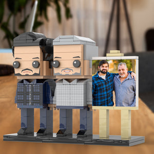 Full Body Customizable 2 People Father And Son Photo Frame Personalized Custom Brick Figures Small Particle Block Toy Personalized For Father's Day - MadeMineAU