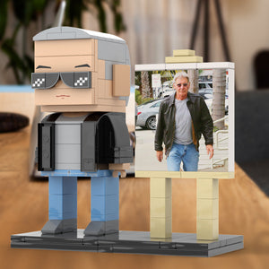 Full Body Customizable 1 Person Cool Grey Hair Daddy Street Photo With Classic Outfit Custom Brick with Frame Figures Small Particle Block Toy Brick Me Figures For Father's Day - MadeMineAU