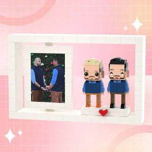 Full Body Customizable 2 People Photo Frame Best Friends Custom Brick Figures Small Particle Block Brick Me Figures - MadeMineAU