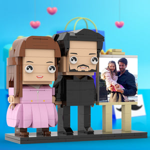 Full Body Customizable 2 People Dad Holding His Daughter In His Arm Photo Frame Personalized Custom Brick Figures Small Particle Block Toy Personalized For Father's Day - MadeMineAU