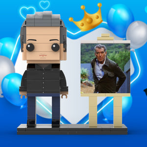 Full Body Customizable 1 Person Cool Daddy In Black Suit Custom Brick with Frame Figures Small Particle Block Toy Brick Me Figures For Father's Day - MadeMineAU