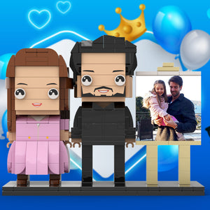 Full Body Customizable 2 People Dad Holding His Daughter In His Arm Photo Frame Personalized Custom Brick Figures Small Particle Block Toy Personalized For Father's Day - MadeMineAU