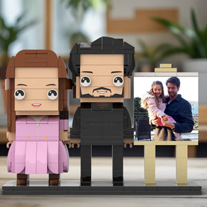 Full Body Customizable 2 People Dad Holding His Daughter In His Arm Photo Frame Personalized Custom Brick Figures Small Particle Block Toy Personalized For Father's Day - MadeMineAU