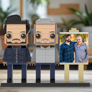 Full Body Customizable 2 People Father And Son Photo Frame Personalized Custom Brick Figures Small Particle Block Toy Personalized For Father's Day - MadeMineAU