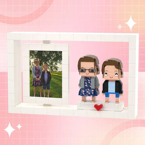 Full Body Customizable 2 People Photo Frame Best Sisters Custom Brick Figures Small Particle Block Brick Me Figures Home Decoration - MadeMineAU