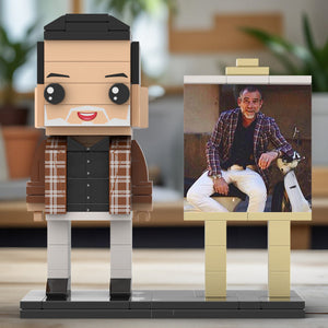 Full Body Customizable 1 Person Cool Daddy  in Classic Plaid Shirt Custom Brick with Frame Figures Small Particle Block Toy Brick Me Figures For Father's Day - MadeMineAU