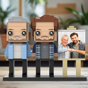 Full Body Customizable 2 People Dad And Son Fist Bump Photo Frame Personalized Custom Brick Figures Small Particle Block Toy Personalized For Father's Day - MadeMineAU