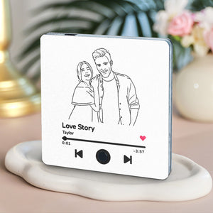 Custom Line Art Music Fridge Magnet Personalised Photo Fridge Magnet Can Play Songs Gifts for Couple - MadeMineAU