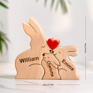 Wooden Rabbit Family Puzzle Custom Names House Warming Gifts Home Decor