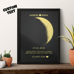 Custom Moon Phase and Names Wooden Frame with Your Text