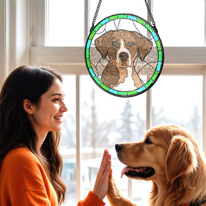 Personalized Pet Portrait Stained Glass Suncatcher Memorial Gift for Pet Lovers - MadeMineAU