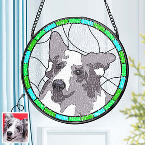 Personalized Pet Portrait Stained Glass Suncatcher Memorial Gift for Pet Lovers - MadeMineAU