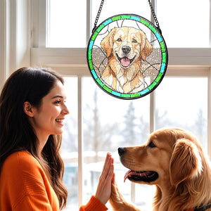 Custom Pet Portrait Art Suncatcher Stained Glass Ornament Dog Memorial Gifts for Pet Lovers - MadeMineAU