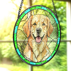 Custom Pet Portrait Art Suncatcher Stained Glass Ornament Dog Memorial Gifts for Pet Lovers - MadeMineAU