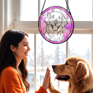 Personalized Pet Portrait Suncatcher Stained Glass Pet Ornament Remembrance Gifts for Pet Lovers - MadeMineAU