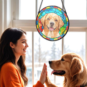 Custom Pet Stained Glass Suncatcher Pet Ornament Memorial Gifts for Pet Lovers - MadeMineAU