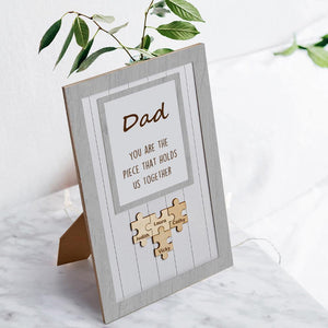 Dad Piece That Holds Us Together Box Frame Mom Wooden Puzzle Sign Gift For Dad For Father