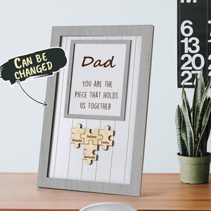 Father’s Day Gifts Wooden Puzzle Personalised Name Frame Sign You Are the Piece That Holds Us Together