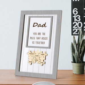 Father’s Day Gifts Wooden Puzzle Personalised Name Frame Sign You Are the Piece That Holds Us Together