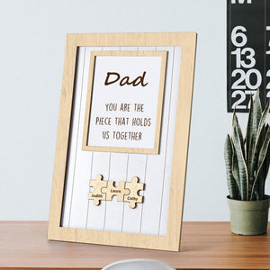 Dad Piece That Holds Us Together Box Frame Mom Wooden Puzzle Sign Gift For Dad For Father