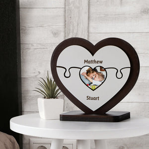 Gift for Dad Personalised Heart Wooden Puzzle Table Frame Father's Day Gift