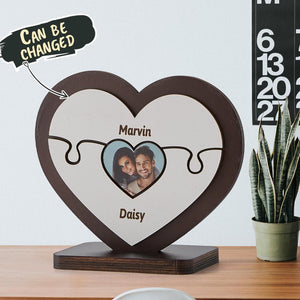 Gift for Dad Personalised Heart Wooden Puzzle Table Frame Father's Day Gift