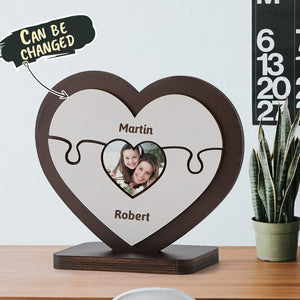 Gift for Dad Personalised Heart Wooden Puzzle Table Frame Father's Day Gift