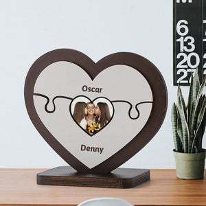 Gift for Dad Personalised Heart Wooden Puzzle Table Frame Father's Day Gift