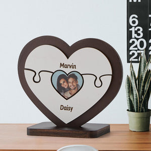 Gift for Dad Personalised Heart Wooden Puzzle Table Frame Father's Day Gift