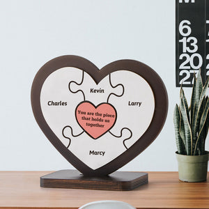 Gift for Dad Personalised Heart Wooden Puzzle Table Frame Father's Day Gift