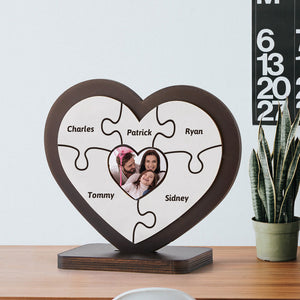 Gift for Dad Personalised Heart Wooden Puzzle Table Frame Father's Day Gift