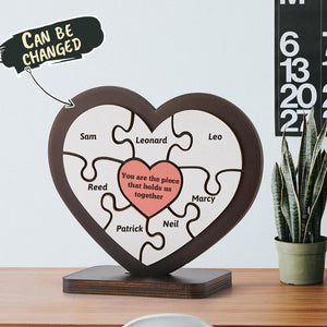 Gift for Dad Personalised Heart Wooden Puzzle Table Frame Father's Day Gift