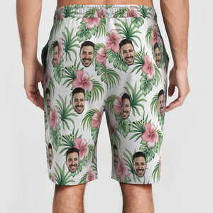 Custom Face Beach Short Personalised Photo Tropical Aloha Swim Trunks Vacation Party Gift - MadeMineAU