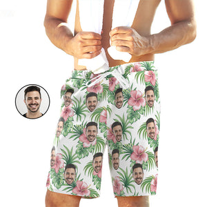 Custom Face Beach Short Personalised Photo Tropical Aloha Swim Trunks Vacation Party Gift - MadeMineAU