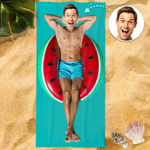 Custom Photo Face Beach Towel Face Towel With Your Dream Body Best Friend Gift 80*160cm - MadeMineAU