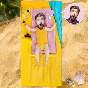 Custom Photo Face Beach Towel Face Towel With Your Dream Body Best Friend Gift 80*160cm - MadeMineAU