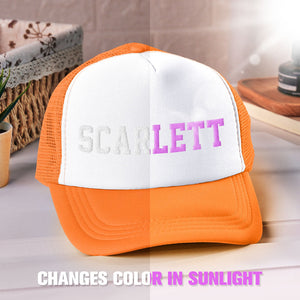 Custom Puff Print Trucker Hat Personalized Name Light-changing Foam Trucker Caps - MadeMineAU