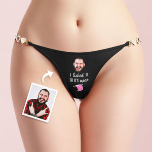 Custom Face Chain Linked Solid Panty Personalised I Licked It Thong Valentine's Day Gift